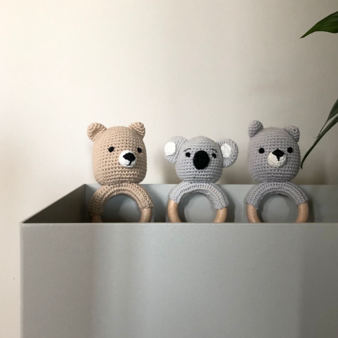 Natural Cotton Animal Rattle